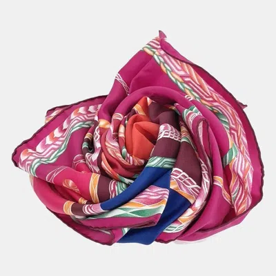 Pre-owned Hermes Robe Du Soir Pink Silk Scarf