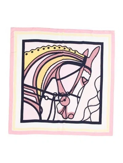 Pre-owned Hermes Robe Du Soir Pop Silk Shawl In Pink