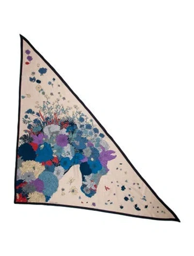 Pre-owned Hermes Robe Legere Cashmere Triangle Scarf W/ Tags In Blue