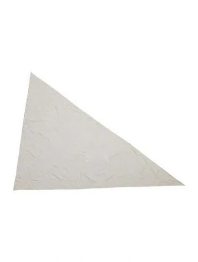 Pre-owned Hermes Robe Légère Embroidered Silk Triangle Scarf In White