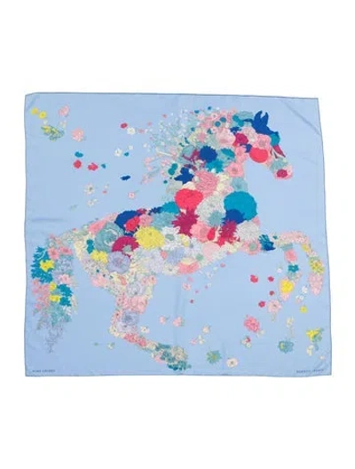 Pre-owned Hermes Robe Legere Silk Shawl In Blue