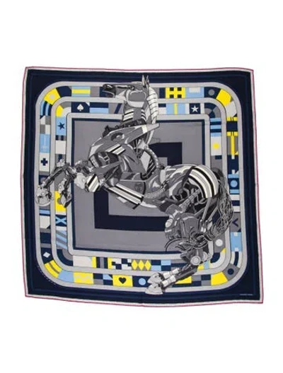 Pre-owned Hermes Robocabar Cashmere Shawl W/ Tags In Blue