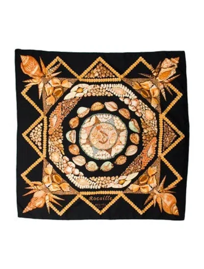 Pre-owned Hermes Rocaille Silk Scarf In Black