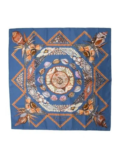 Pre-owned Hermes Rocaille Silk Scarf In Blue