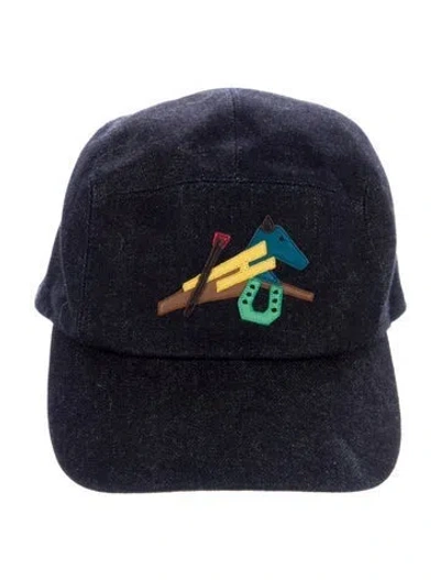 Pre-owned Hermes Rodeo Applique Cap In Blue