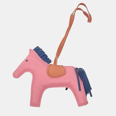 Pre-owned Hermes Rodeo Bag Charm Medium In Pink