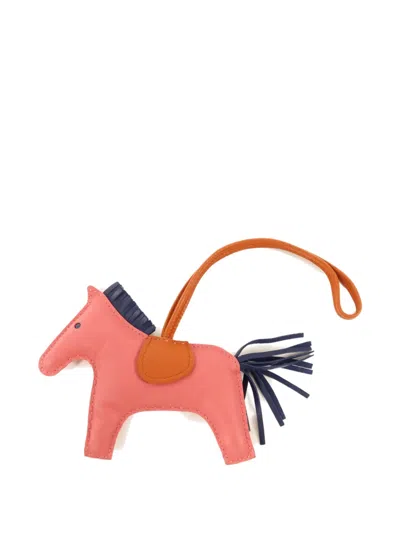 Pre-owned Hermes Rodeo Gm Leather Charm In Pink