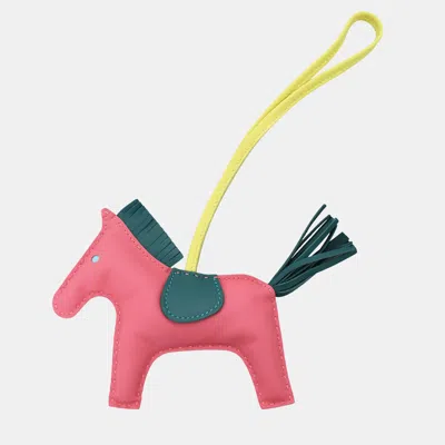 Pre-owned Hermes Rodeo Mm Bag Charm In Pink