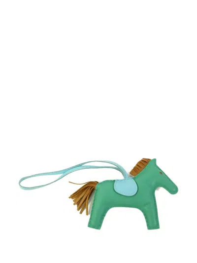 Pre-owned Hermes Rodeo Mm Milo Bag Charm In Green