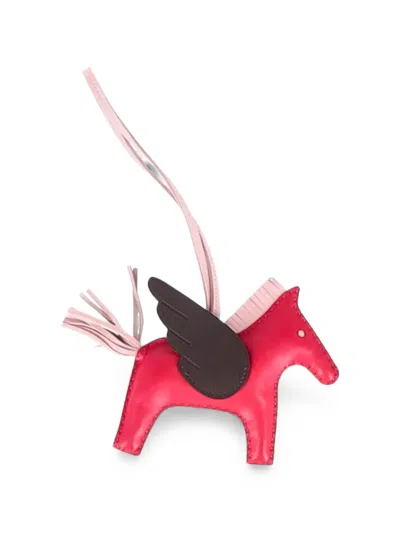 Pre-owned Hermes Rodeo Mm Pegasus Bag Charm In Red