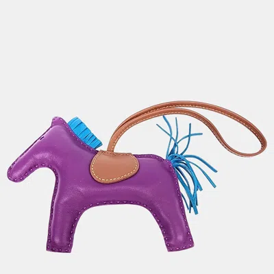 Pre-owned Hermes Rodeo Multicolor/purple Leather Bag Charm Large