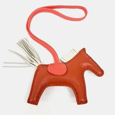 Pre-owned Hermes Hermès Rodeo Orange Leather Bag Charm Small (u)