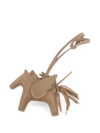 Pre-owned Hermes Rodeo Pegase Pm Charm In Neutral
