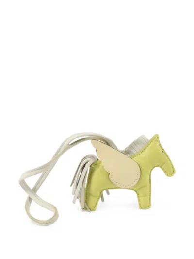 Pre-owned Hermes Rodeo Pegase Pm Charm In Yellow
