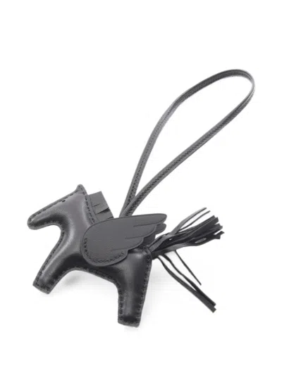 Pre-owned Hermes Rodeo Pegasus Pm Bag Charm In Black