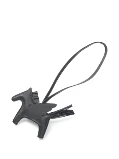 Pre-owned Hermes Rodeo Pegasus Pm Bag Charm In Black