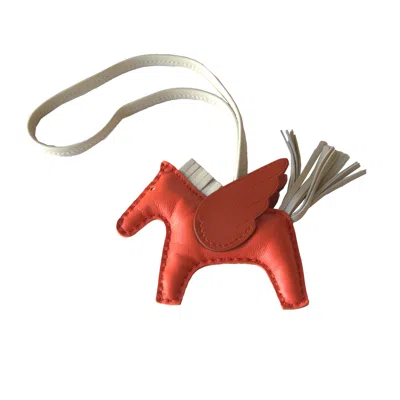 Pre-owned Hermes Rodeo Pegasus Pm Charm Red White