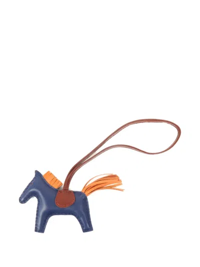 Pre-owned Hermes Rodeo Pm Bag Charm In Blue