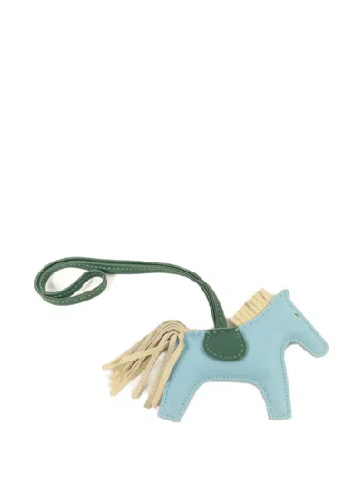 Pre-owned Hermes Rodeo Pm Bag Charm In Blue