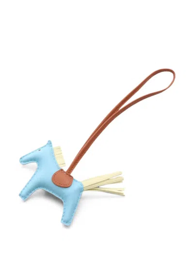 Pre-owned Hermes Rodeo Pm Bag Charm In Blue