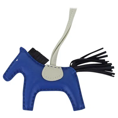 Pre-owned Hermes Rodeo Pm Bag Charm Blue De France Craie And Noir