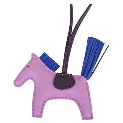 Pre-owned Hermes Rodeo Pm Bag Charm Mauve Sylvestre / Bleu De France / Rouge Sellier In Purple