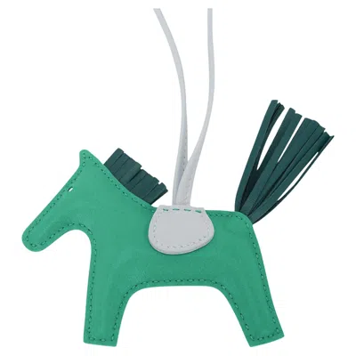 Pre-owned Hermes Rodeo Pm Bag Charm Menthe Malachite And Blue Brume