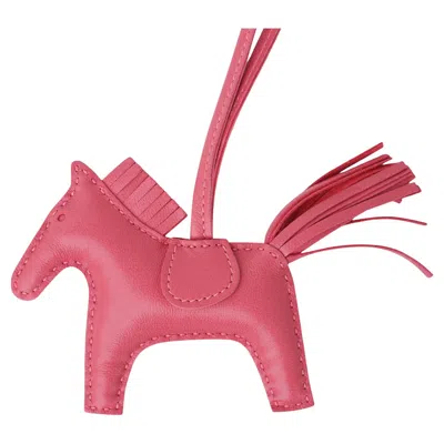 Pre-owned Hermes Rodeo Pm Bag Charm Rose Azalee In Red