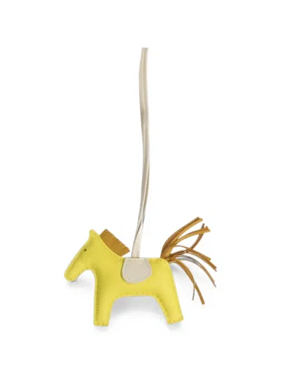 Pre-owned Hermes Rodeo Pm Bag Charm In Yellow