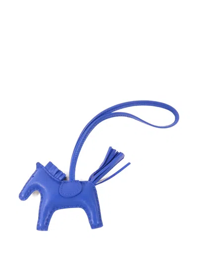 Pre-owned Hermes Rodeo Pm Horse Bag Charm In Blue