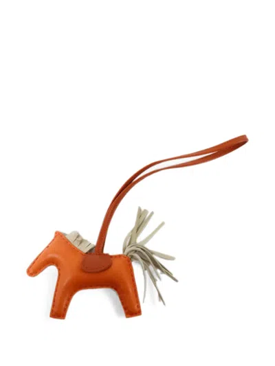 Pre-owned Hermes Rodeo Pm Horse Bag Charm In Orange