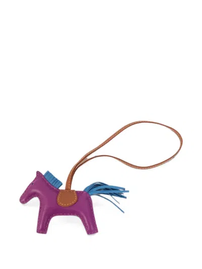 Pre-owned Hermes Rodeo Pm Horse Bag Charm In Purple