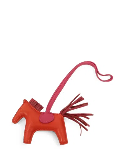 Pre-owned Hermes Rodeo Pm Horse Bag Charm In Red