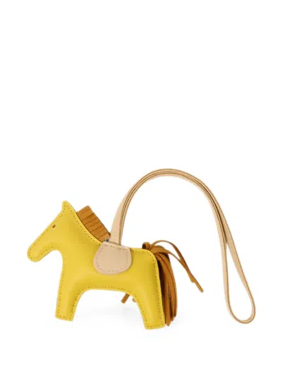 Pre-owned Hermes Rodeo Pm Milo Bag Charm In Yellow