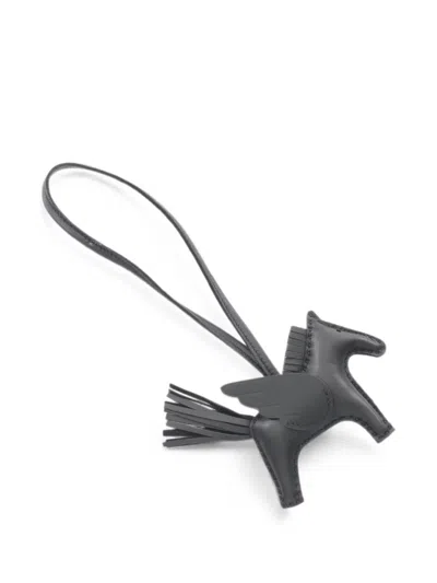 Pre-owned Hermes Rodeo Pm Pegasus Bag Charm In Black