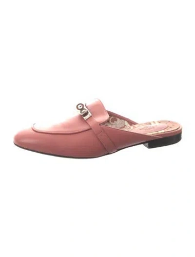 Pre-owned Hermes Rogue Blush oz Calfskin Mules In Pink