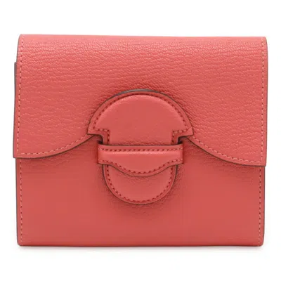 Pre-owned Hermes Rose Azalee Chevre Leather Wallet (bi-fold) () In Pink