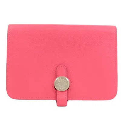 Pre-owned Hermes Rose Azalee Coin Purse/coin Case ()