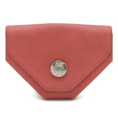 Pre-owned Hermes Rose Azalee Epsom Leather Coin Purse/coin Case ()