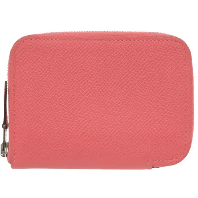 Pre-owned Hermes Rose Azalee Epsom Leather Coin Purse/coin Case () In Pink