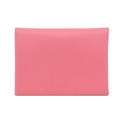 Pre-owned Hermes Rose Azalee Epsom Leather Coin Purse/coin Case () In Pink