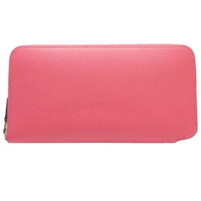 Pre-owned Hermes Rose Azalee Epsom Leather Long Wallet (bi-fold) ()