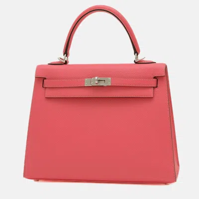 Pre-owned Hermes Rose Azalee Epson Kelly Handbag In Pink