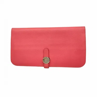 Pre-owned Hermes Rose Azalee Long Wallet (bi-fold) ()