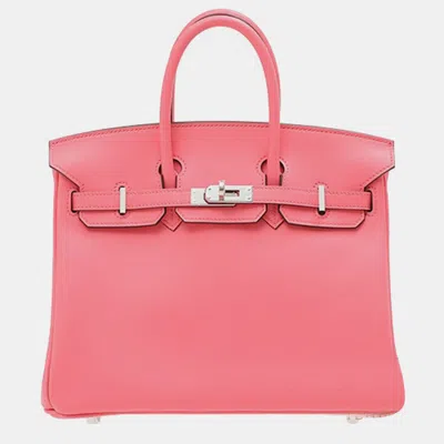 Pre-owned Hermes Rose Azalee Swift Leather Birkin 25 Bag In Pink