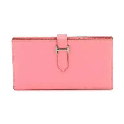 Pre-owned Hermes Rose Confetti Epsom Leather Long Wallet (bi-fold) ()
