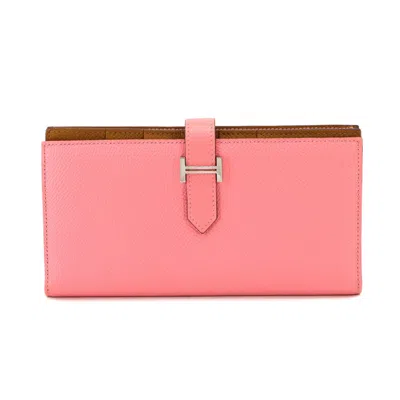 Pre-owned Hermes Rose Confetti Epsom Leather Long Wallet (bi-fold) ()