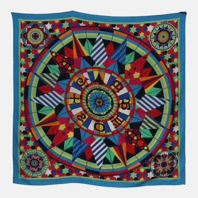 Pre-owned Hermes Rose De Compas Cashmere Scarf