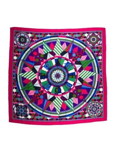 Pre-owned Hermes Rose De Compas Cashmere Shawl In Pink