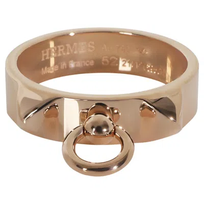 Pre-owned Hermes Hermès Rose Gold Small Model Collier De Chien Ring In Red
